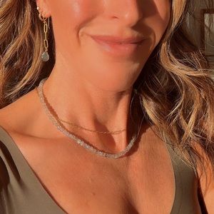 Labradorite Gemstone Necklace Gold Toggle Clasp Removable Pearl Healing Crystal